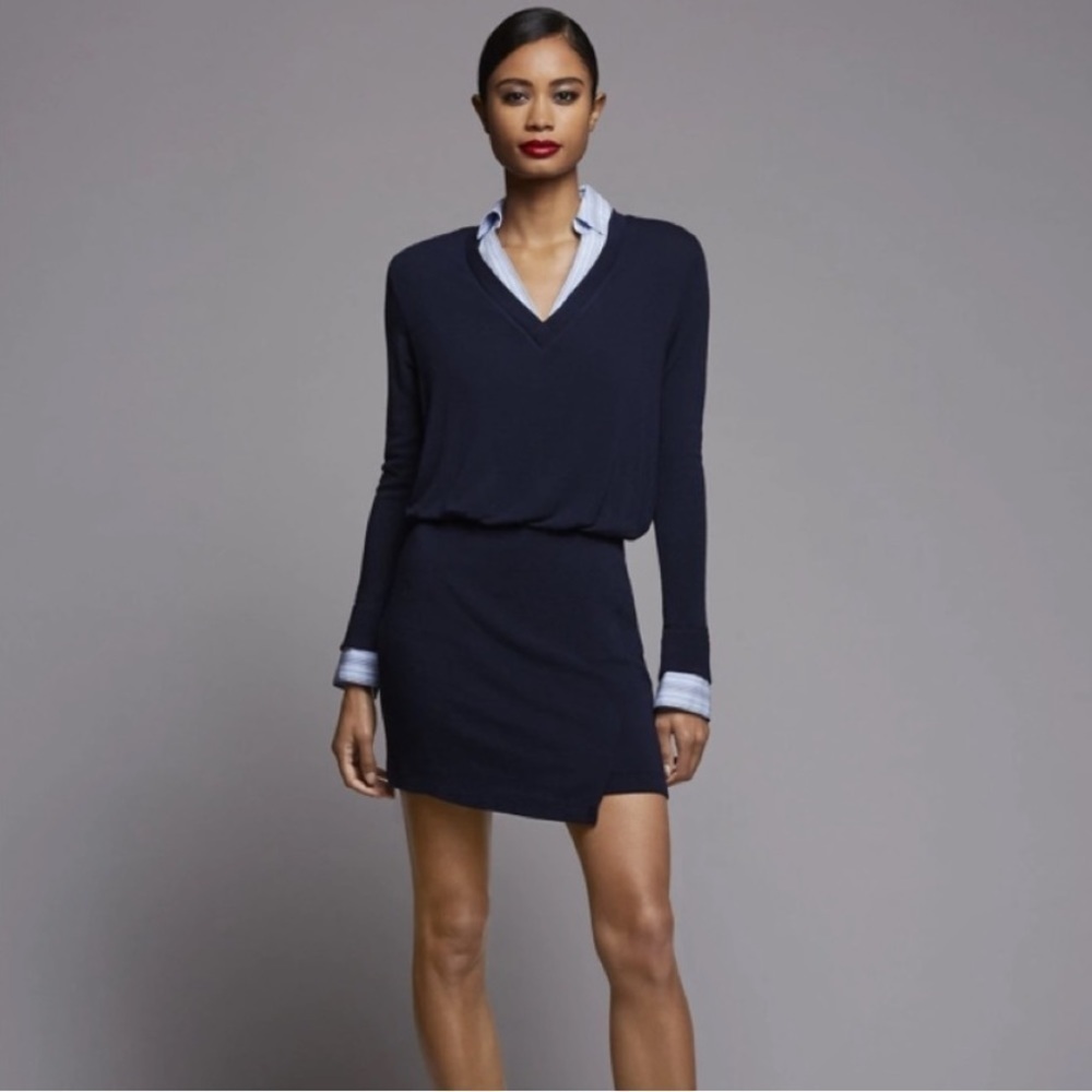 Bailey 44 Billie long Sleeve Sweater Dress Woven Collar X-Small